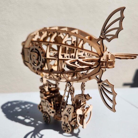 Wooden Airship Hot Air Balloon Model Bookshelf Desk Decor Steampunk Retro Steam - Picture 11 of 16